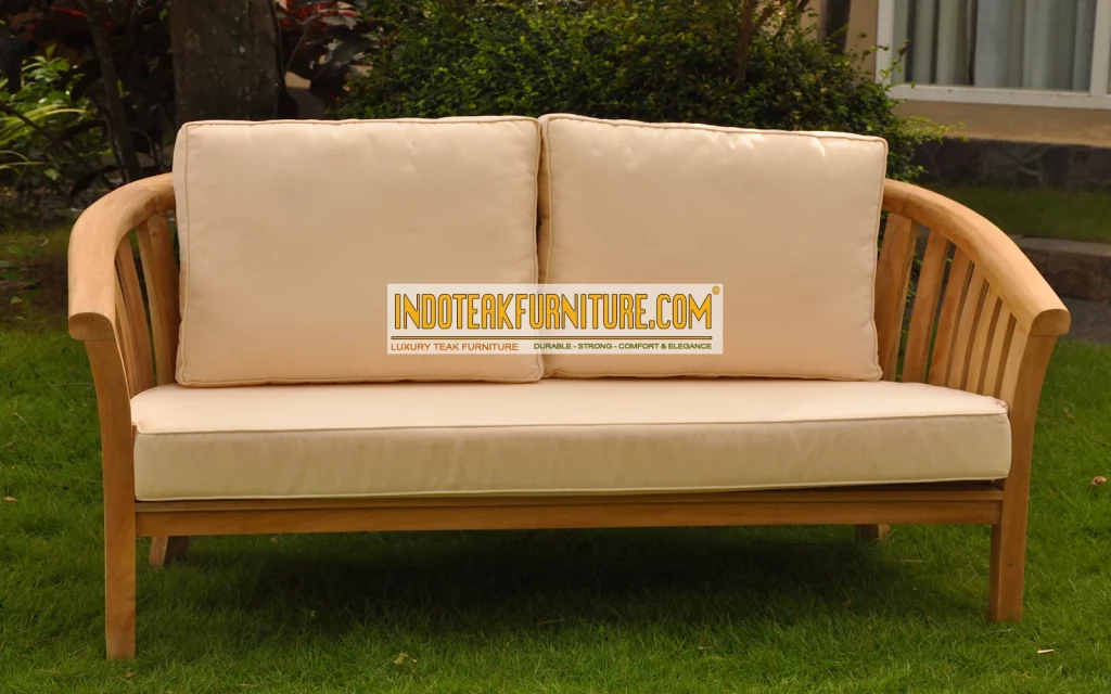 Teak Benches Garden Furniture. Deep Seating Benches With Cushions